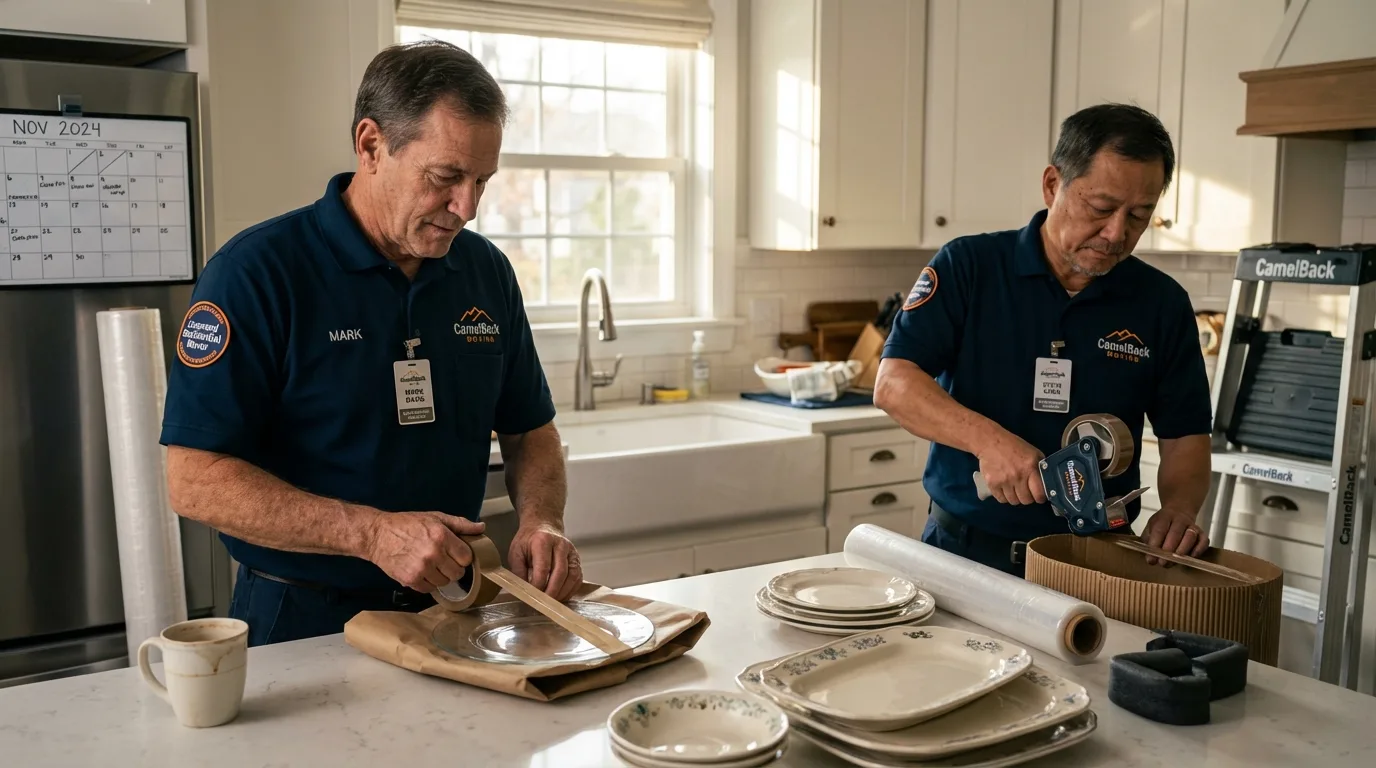 Professional crew packing kitchen dishware in Fort Recovery, OH